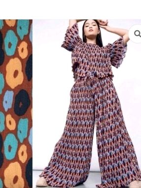 Nwt WILDFANG EMPOWER PLISSEE PANTS COORD Wide Leg SET Pride Designer Y2K Dopamin